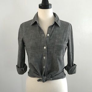 Gray Chambray Light Denim Long Sleeve Button Down
